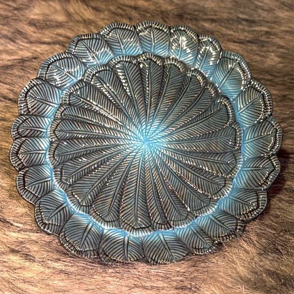 John Derian 1pc Stoneware Feather Salad Plate in Blue - Picture 2 of 11